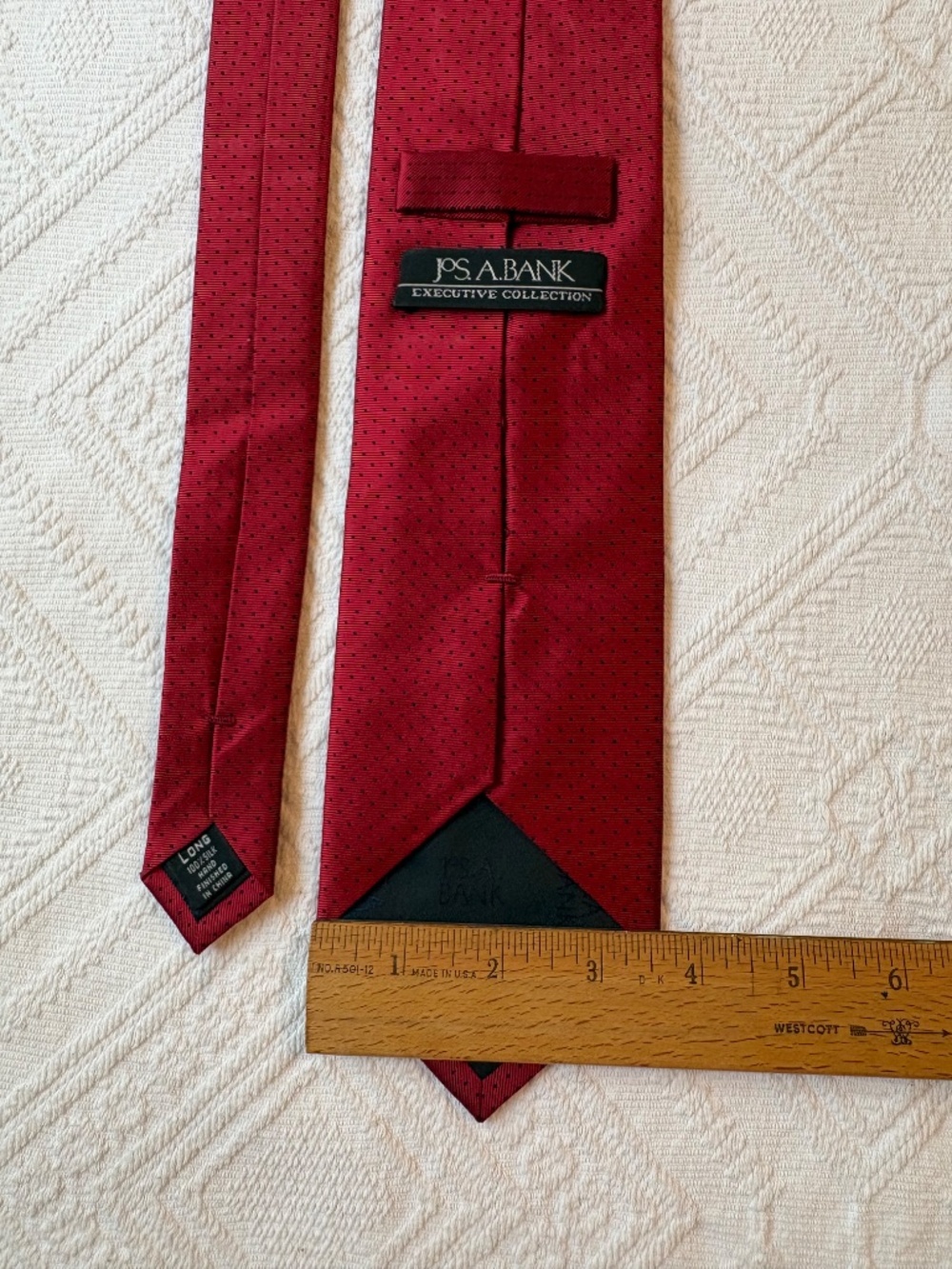 Jos. A. Bank Executive Collection Red Patterned Silk Extra Long Tie - Picture 3 of 6